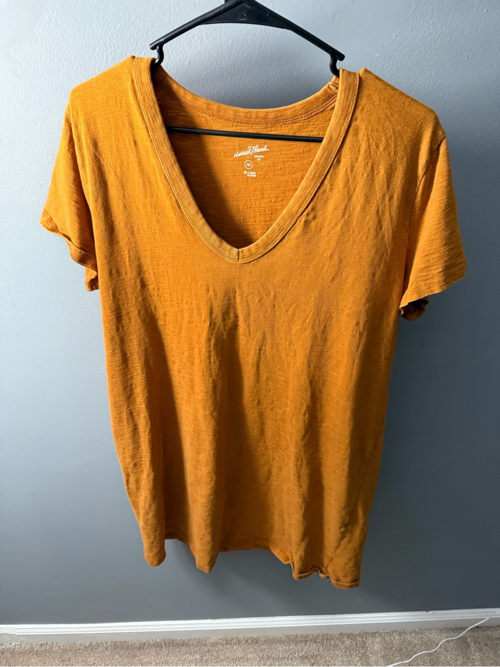 Mustard Women's V-Neck Tee Dress in XXL